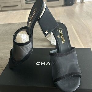 Authentic BNIB Chanel Suede and Mesh Mules Season 22A